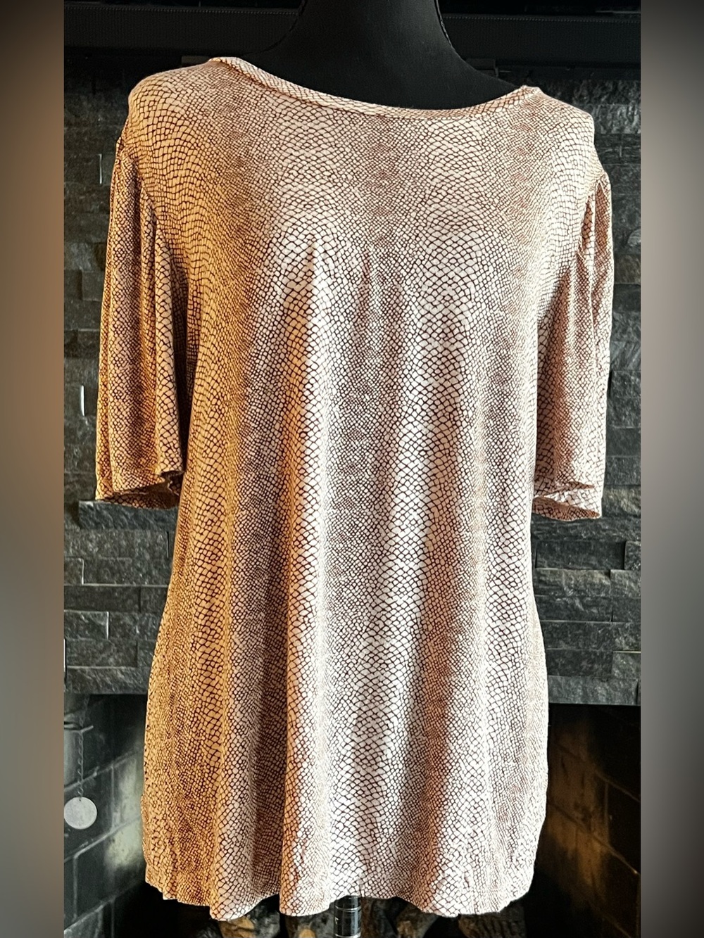 a new day rust & tan Snake-Print Short Sleeve Scoop Neck Top